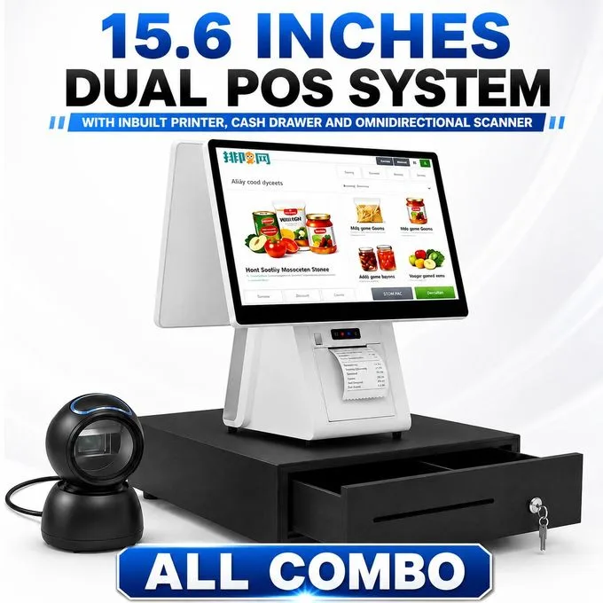 Pos system with inbuilt printer, cash drawer and omnidirectional scanner all in one combo