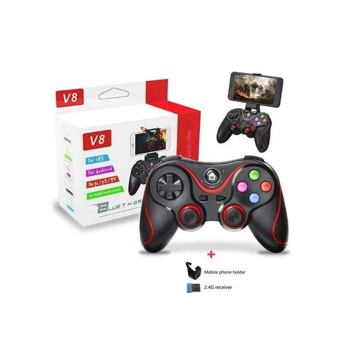 V8 Wireless Bluetooth Game Controller With Smartphone Holder 2.4G Receiver