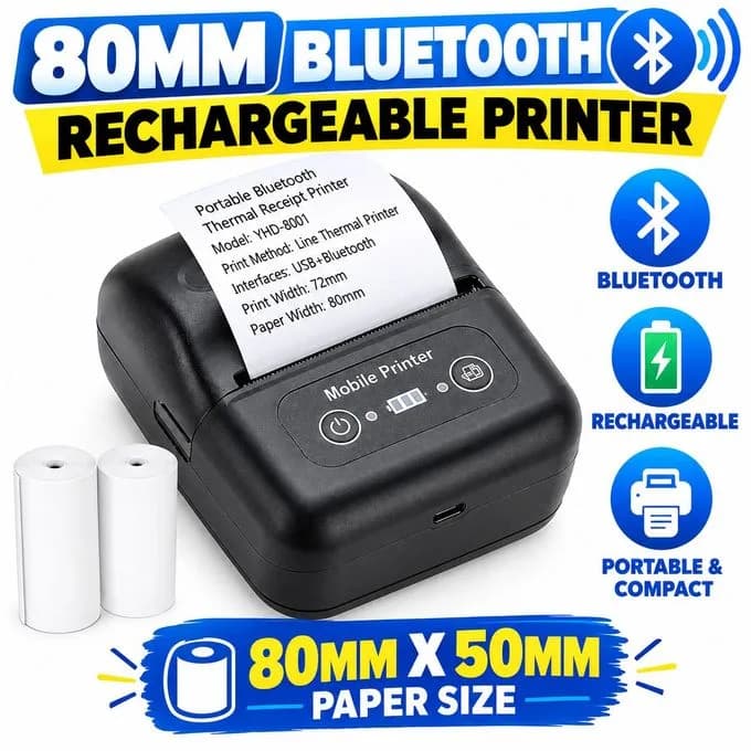 80mm Bluetooth rechargeable printer