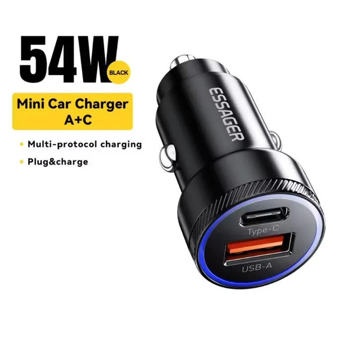 Original Portable 65W Mini Dual-port PD+QC 3.0 Ring-Pull Fast Car Charger