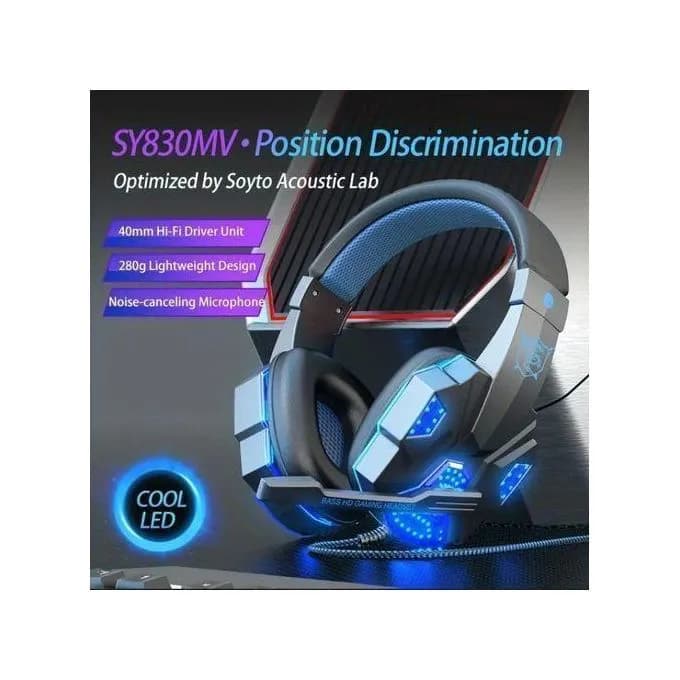 Over-Ear Gaming Headset with LED Backlight, Wired Headphones with Microphone, Wired Over-Ear Gaming Headset, Compatible with Laptops, Tablets, Game Consoles, IOS, Android Phones, Etc.