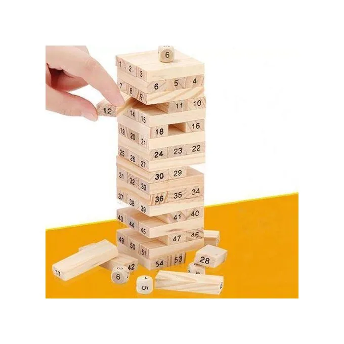 54-Piece Wooden Jenga Game - Brown 23.5x7.5x7.5cm Blocks 54-Piece Classic Wooden Jenga Building Block Balancing Game For Kids, Adults, And Family Game Nights 54pcs Jenga Game Wooden Blocks