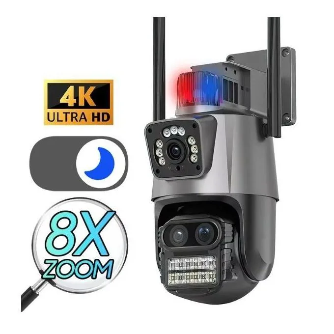 4K 8MP Wi-Fi surveillance camera, 360° 2-lens high-definition security camera