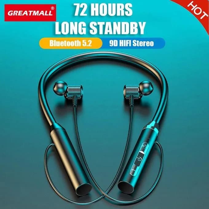 GreatMall G01 Bluetooth Earphone Neckband Wireless Earbuds with Microphone 9D Stereo Bass Headset with Mic